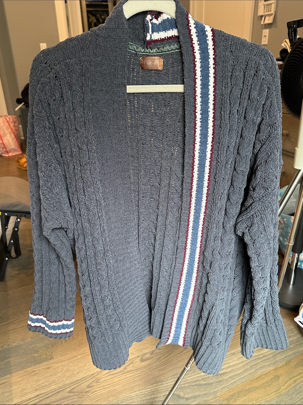 Varsity Striped Cableknit Women’s Cardigan